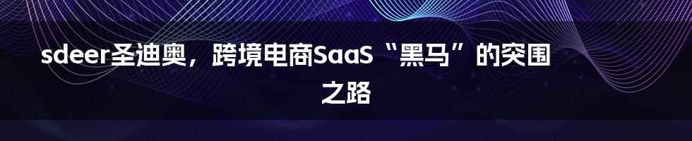 sdeer圣迪奥，跨境电商SaaS“黑马”的突围之路