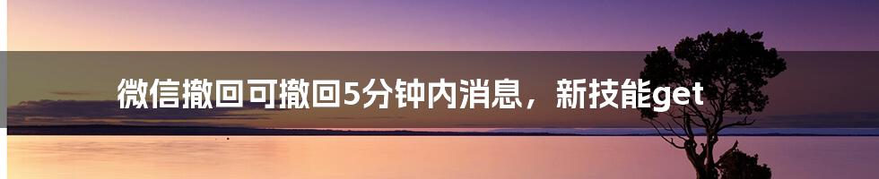 微信撤回可撤回5分钟内消息，新技能get