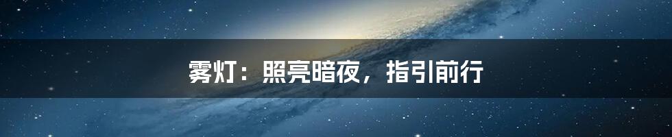 雾灯：照亮暗夜，指引前行