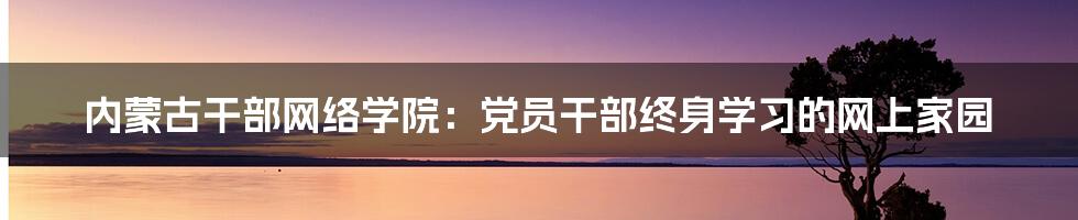 内蒙古干部网络学院：党员干部终身学习的网上家园