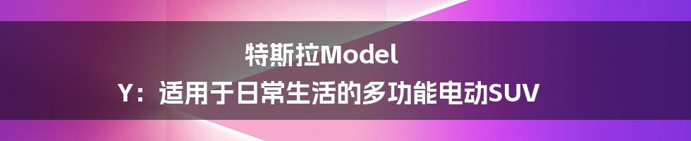 特斯拉Model Y：适用于日常生活的多功能电动SUV