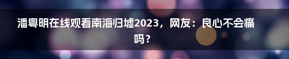 潘粤明在线观看南海归墟2023，网友：良心不会痛吗？