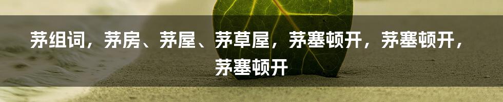 茅组词，茅房、茅屋、茅草屋，茅塞顿开，茅塞顿开，茅塞顿开