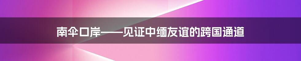 南伞口岸——见证中缅友谊的跨国通道