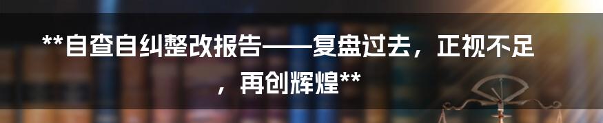 **自查自纠整改报告——复盘过去，正视不足，再创辉煌**