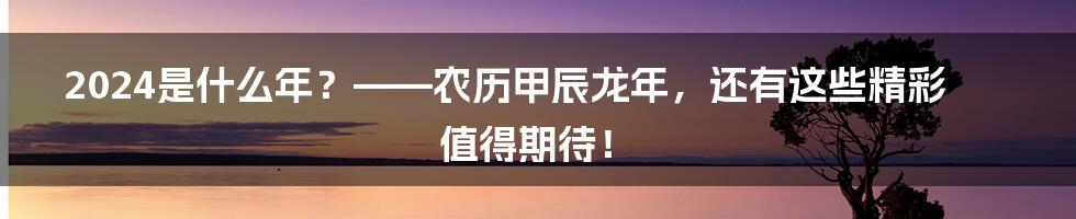 2024是什么年？——农历甲辰龙年，还有这些精彩值得期待！