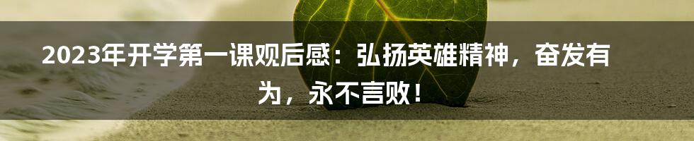 2023年开学第一课观后感：弘扬英雄精神，奋发有为，永不言败！