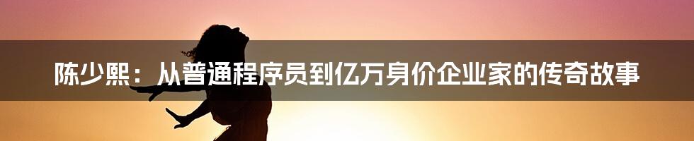 陈少熙：从普通程序员到亿万身价企业家的传奇故事