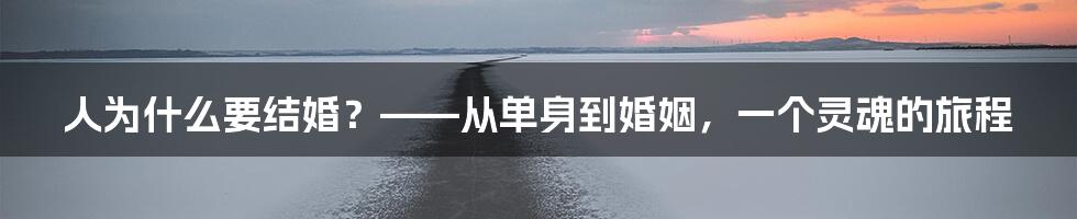 人为什么要结婚？——从单身到婚姻，一个灵魂的旅程