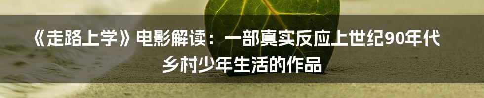 《走路上学》电影解读：一部真实反应上世纪90年代乡村少年生活的作品