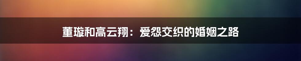 董璇和高云翔：爱怨交织的婚姻之路