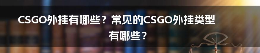 CSGO外挂有哪些？常见的CSGO外挂类型有哪些？