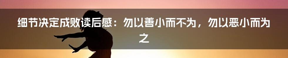 细节决定成败读后感：勿以善小而不为，勿以恶小而为之