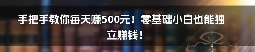 手把手教你每天赚500元！零基础小白也能独立赚钱！