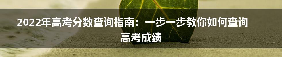 2022年高考分数查询指南：一步一步教你如何查询高考成绩