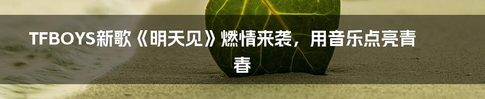 TFBOYS新歌《明天见》燃情来袭，用音乐点亮青春