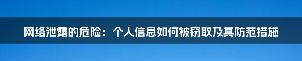 网络泄露的危险：个人信息如何被窃取及其防范措施