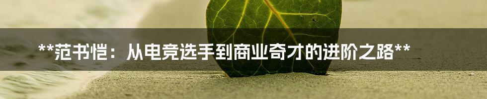 **范书恺：从电竞选手到商业奇才的进阶之路**