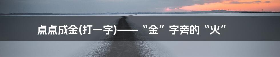 点点成金(打一字)——“金”字旁的“火”