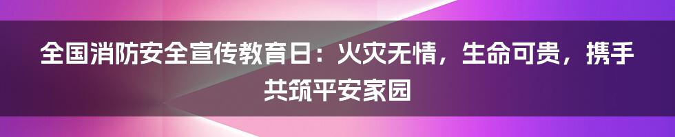 全国消防安全宣传教育日：火灾无情，生命可贵，携手共筑平安家园