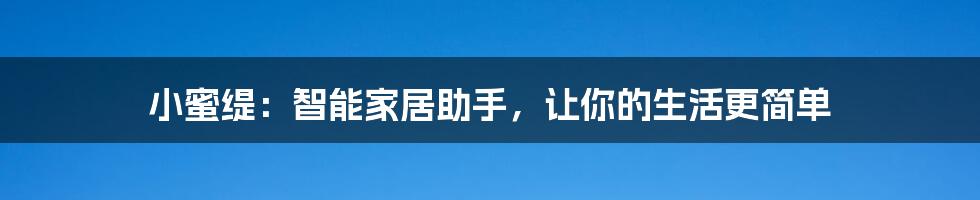 小蜜缇：智能家居助手，让你的生活更简单