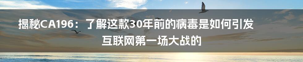 揭秘CA196：了解这款30年前的病毒是如何引发互联网第一场大战的