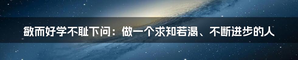 敏而好学不耻下问：做一个求知若渴、不断进步的人