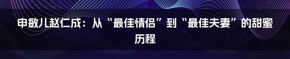 申敏儿赵仁成：从“最佳情侣”到“最佳夫妻”的甜蜜历程