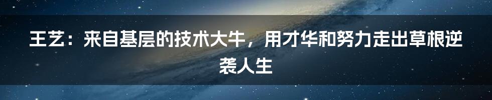 王艺：来自基层的技术大牛，用才华和努力走出草根逆袭人生