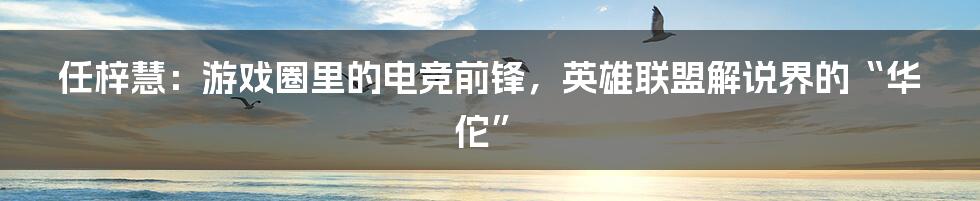 任梓慧：游戏圈里的电竞前锋，英雄联盟解说界的“华佗”