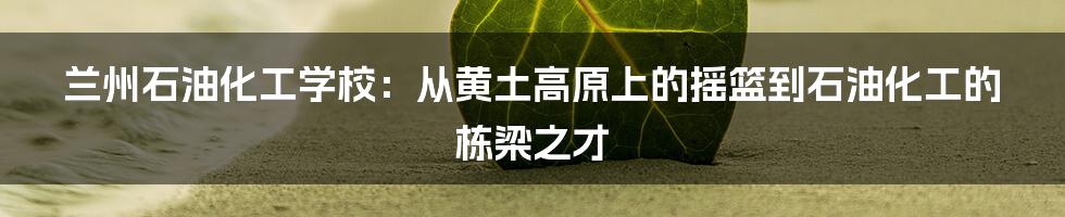 兰州石油化工学校：从黄土高原上的摇篮到石油化工的栋梁之才