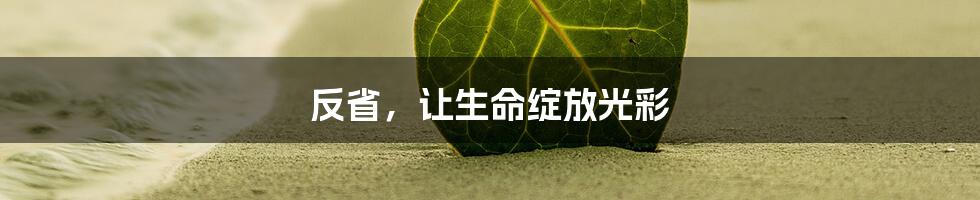 反省，让生命绽放光彩