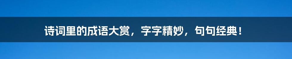 诗词里的成语大赏，字字精妙，句句经典！