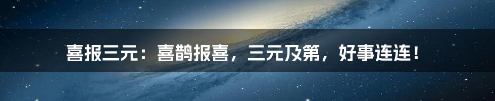 喜报三元：喜鹊报喜，三元及第，好事连连！