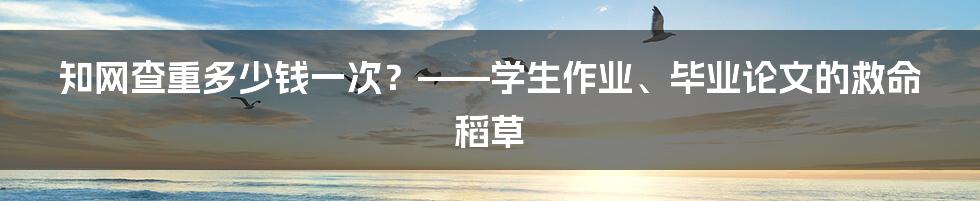 知网查重多少钱一次？——学生作业、毕业论文的救命稻草