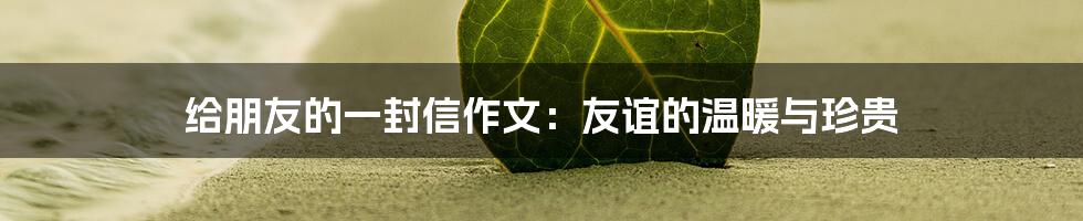 给朋友的一封信作文：友谊的温暖与珍贵