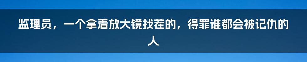 监理员，一个拿着放大镜找茬的，得罪谁都会被记仇的人