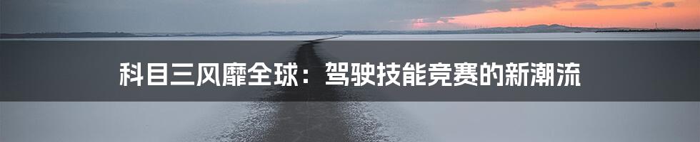 科目三风靡全球：驾驶技能竞赛的新潮流