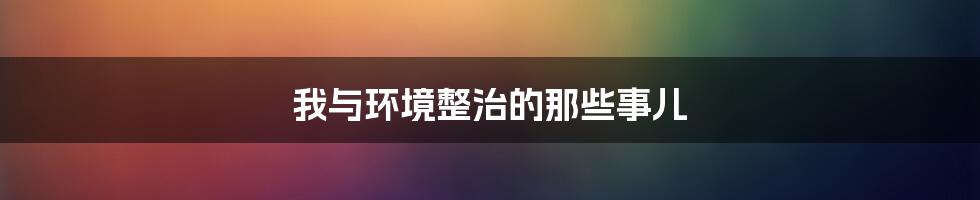 我与环境整治的那些事儿