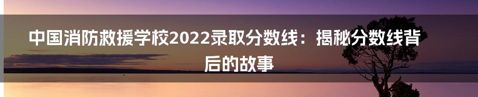 中国消防救援学校2022录取分数线：揭秘分数线背后的故事