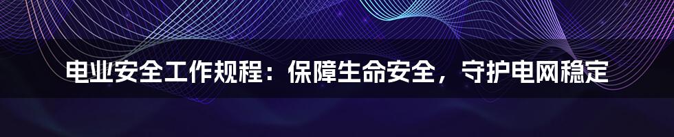 电业安全工作规程：保障生命安全，守护电网稳定