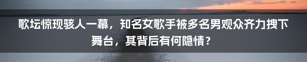 歌坛惊现骇人一幕，知名女歌手被多名男观众齐力拽下舞台，其背后有何隐情？