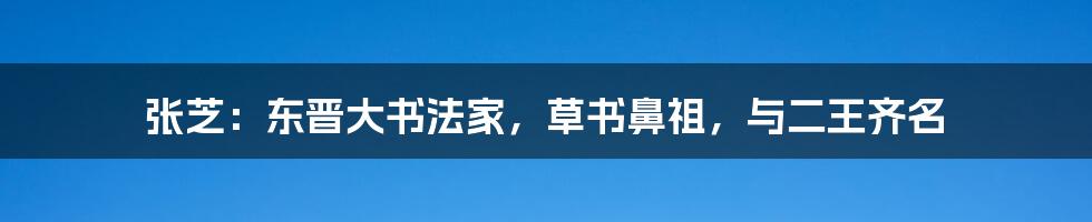 张芝：东晋大书法家，草书鼻祖，与二王齐名