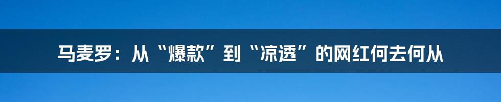 马麦罗：从“爆款”到“凉透”的网红何去何从