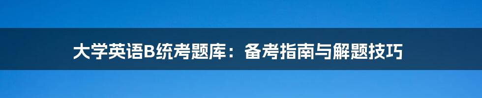 大学英语B统考题库：备考指南与解题技巧