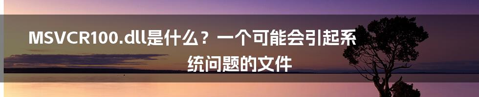 MSVCR100.dll是什么？一个可能会引起系统问题的文件