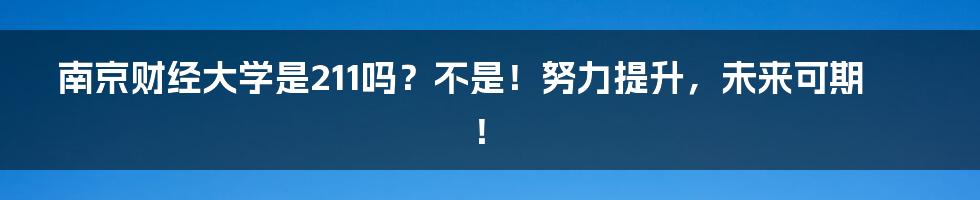 南京财经大学是211吗？不是！努力提升，未来可期！