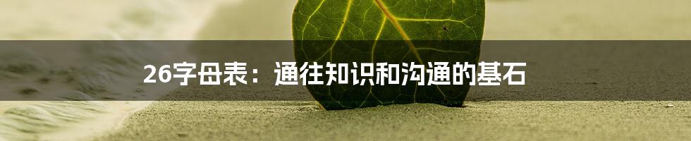 26字母表：通往知识和沟通的基石