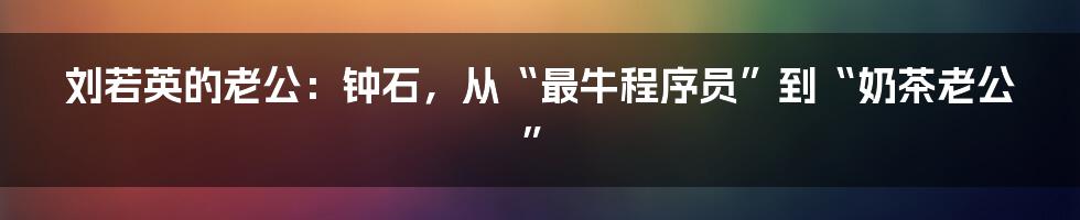 刘若英的老公：钟石，从“最牛程序员”到“奶茶老公”