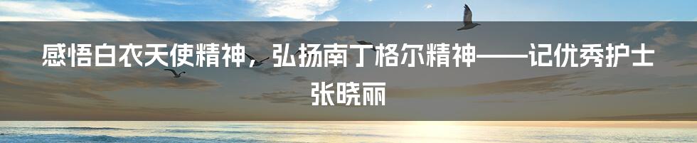 感悟白衣天使精神，弘扬南丁格尔精神——记优秀护士张晓丽